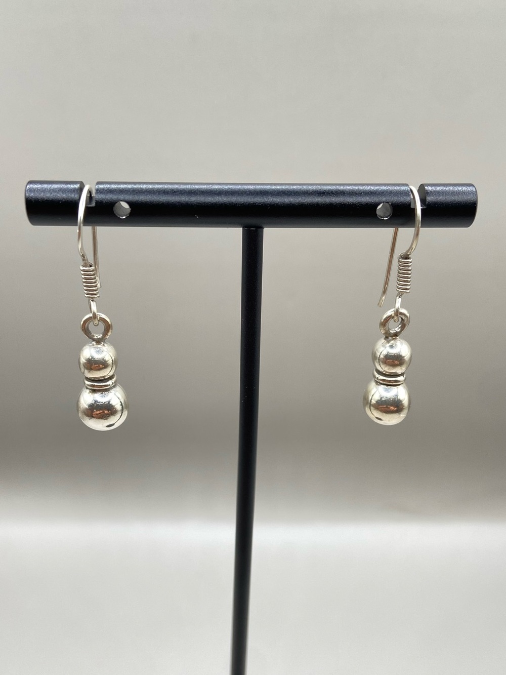 Sterling Silver Double Ball Drop Earrings